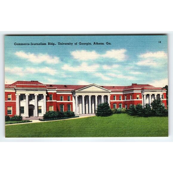 Vintage Linen Postcard Commerce-Journalism Bldg University of Georgia - Picture 1 of 2